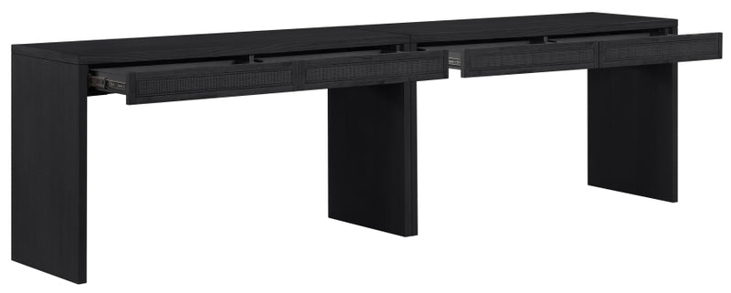 Avro Cane, Solid Wood And Oak Veneer 2pc. Desk in Black - 77051Black-T-2PC