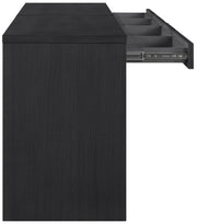Avro Cane, Solid Wood And Oak Veneer 2pc. Desk in Black - 77051Black-T-2PC