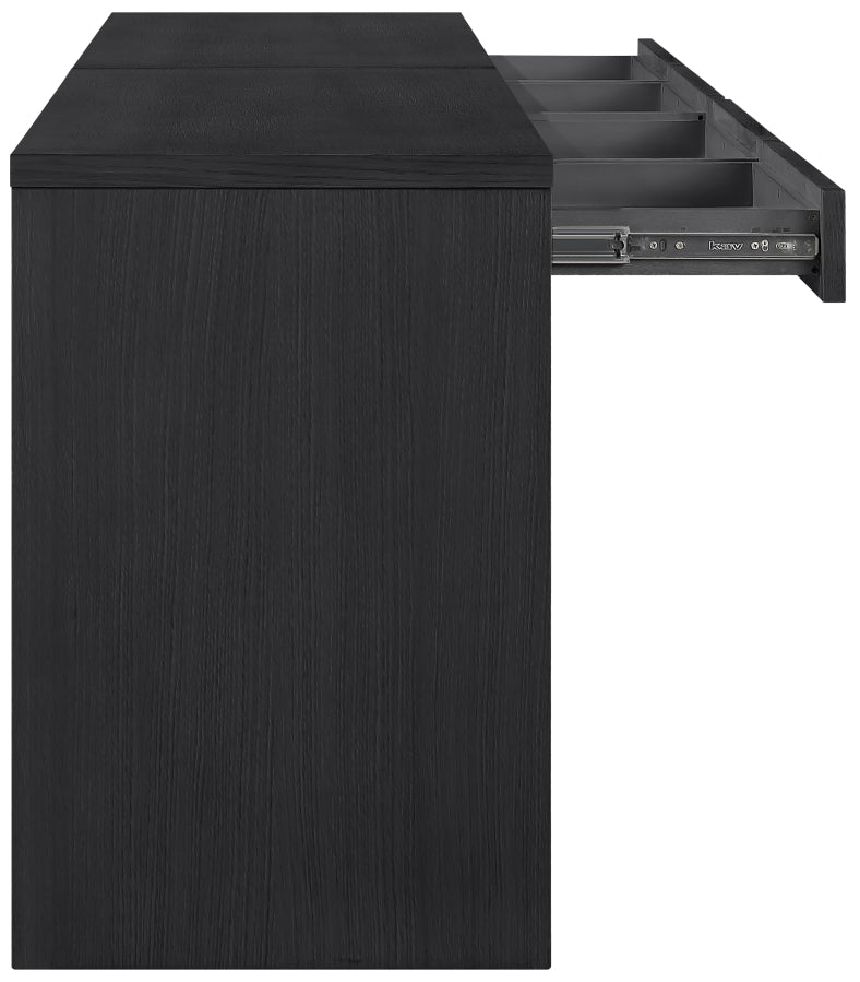 Avro Cane, Solid Wood And Oak Veneer 2pc. Desk in Black - 77051Black-T-2PC