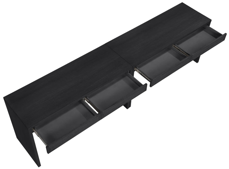 Avro Cane, Solid Wood And Oak Veneer 2pc. Desk in Black - 77051Black-T-2PC