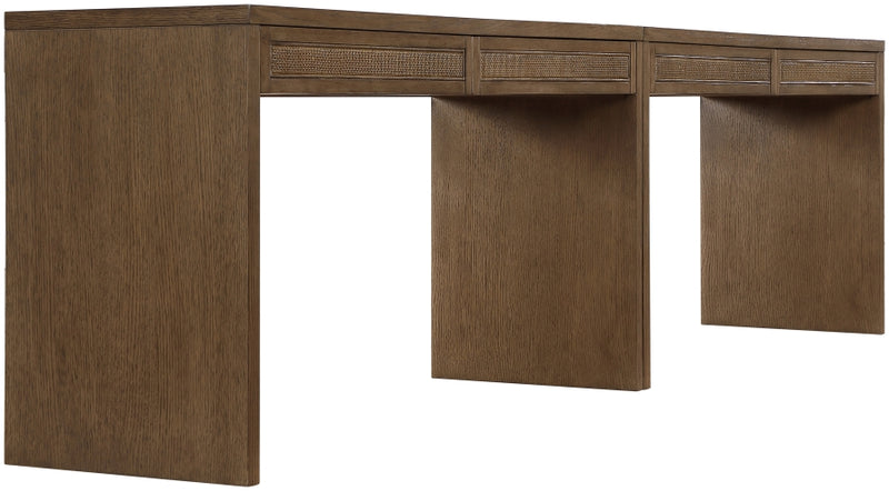 Avro Cane, Solid Wood And Oak Veneer 2pc. Desk in Brown - 77051Brown-T-2PC