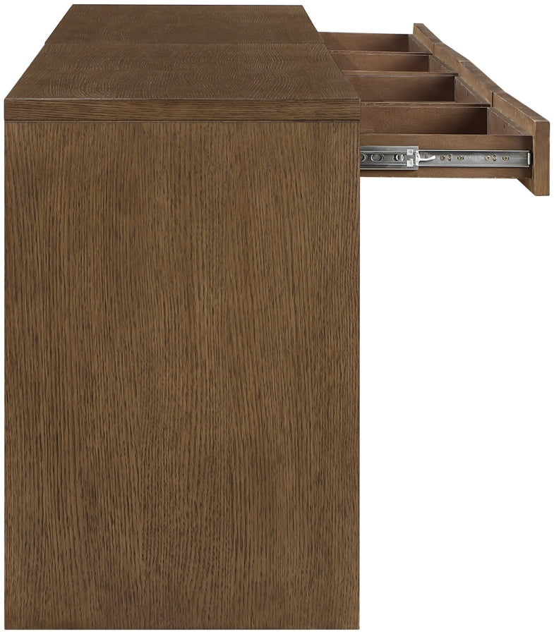 Avro Cane, Solid Wood And Oak Veneer 2pc. Desk in Brown - 77051Brown-T-2PC