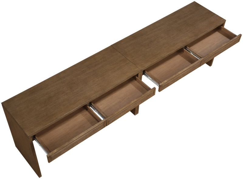 Avro Cane, Solid Wood And Oak Veneer 2pc. Desk in Brown - 77051Brown-T-2PC