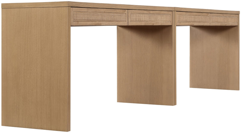 Avro Cane, Solid Wood And Oak Veneer 2pc. Desk in Natural - 77051Natural-T-2PC