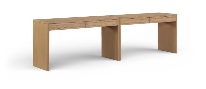 Avro Cane, Solid Wood And Oak Veneer 2pc. Desk in Natural - 77051Natural-T-2PC