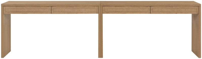 Avro Cane, Solid Wood And Oak Veneer 2pc. Desk in Natural - 77051Natural-T-2PC