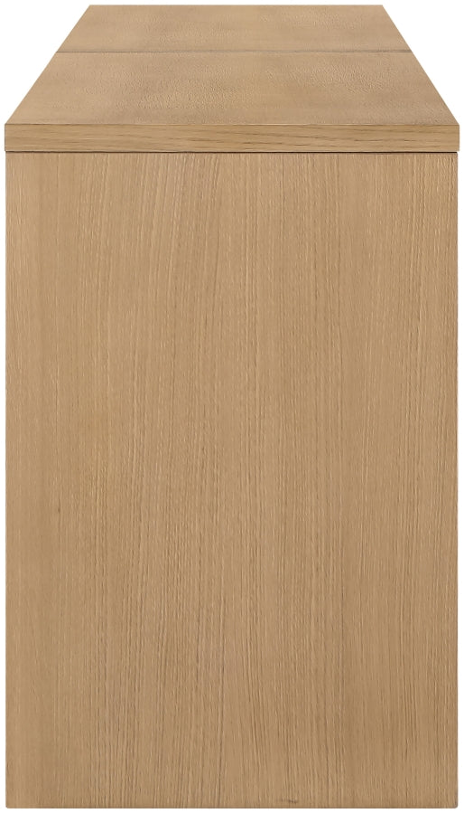Avro Cane, Solid Wood And Oak Veneer 2pc. Desk in Natural - 77051Natural-T-2PC