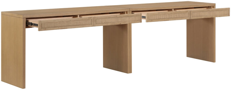 Avro Cane, Solid Wood And Oak Veneer 2pc. Desk in Natural - 77051Natural-T-2PC