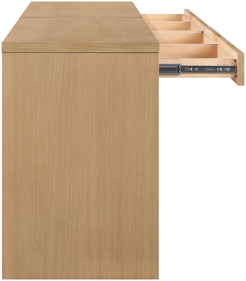 Avro Cane, Solid Wood And Oak Veneer 2pc. Desk in Natural - 77051Natural-T-2PC