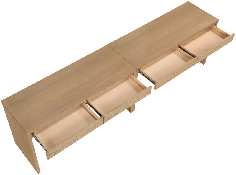 Avro Cane, Solid Wood And Oak Veneer 2pc. Desk in Natural - 77051Natural-T-2PC