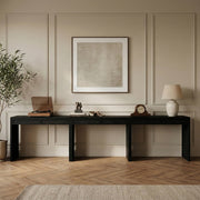 Avro Cane, Solid Wood And Oak Veneer 3pc. Desk in Black - 77051Black-T-3PC