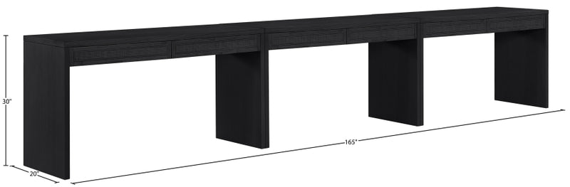 Avro Cane, Solid Wood And Oak Veneer 3pc. Desk in Black - 77051Black-T-3PC