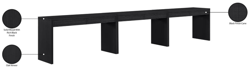 Avro Cane, Solid Wood And Oak Veneer 3pc. Desk in Black - 77051Black-T-3PC