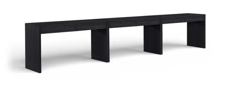 Avro Cane, Solid Wood And Oak Veneer 3pc. Desk in Black - 77051Black-T-3PC