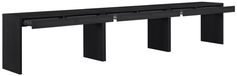 Avro Cane, Solid Wood And Oak Veneer 3pc. Desk in Black - 77051Black-T-3PC