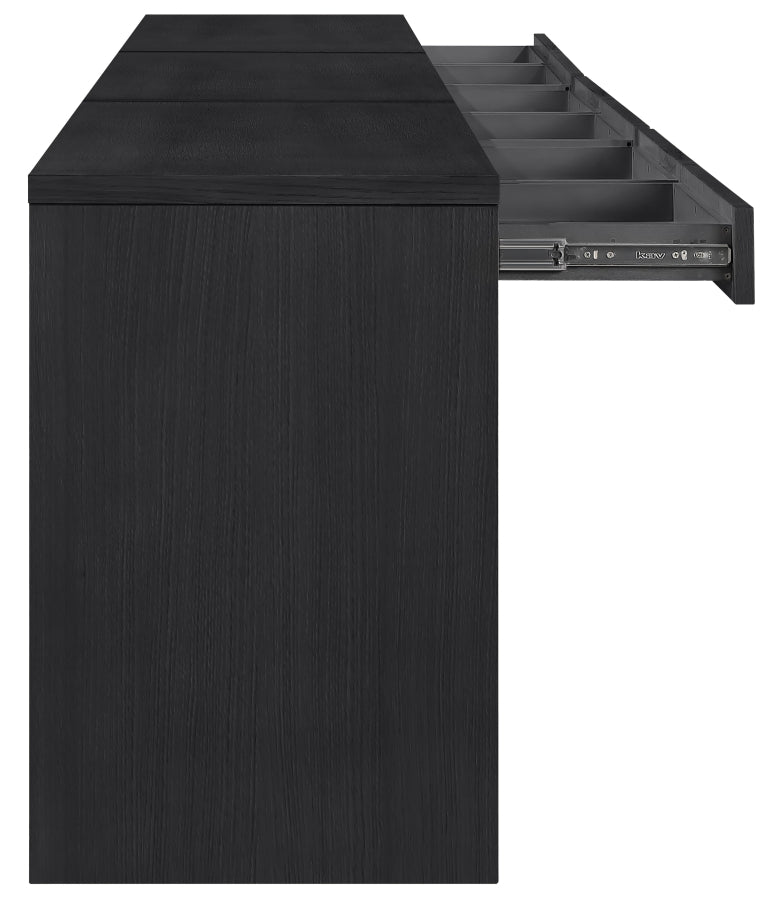 Avro Cane, Solid Wood And Oak Veneer 3pc. Desk in Black - 77051Black-T-3PC