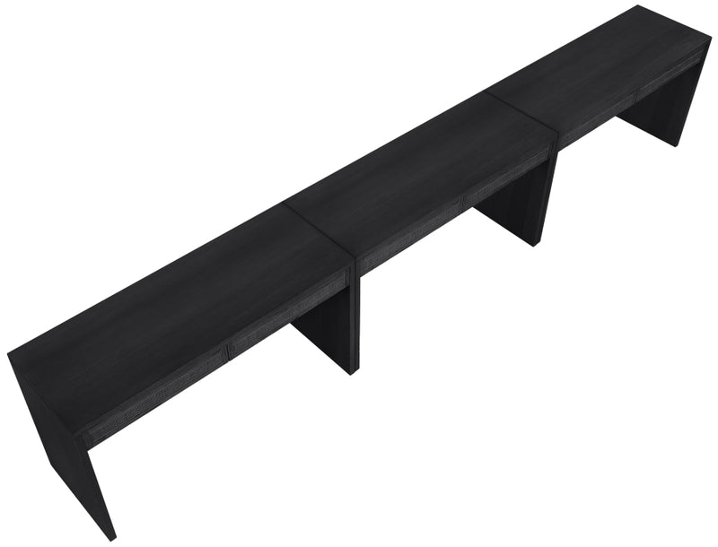 Avro Cane, Solid Wood And Oak Veneer 3pc. Desk in Black - 77051Black-T-3PC