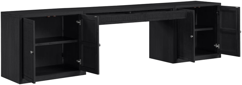 Avro Cane, Solid Wood And Oak Veneer 3pc. Desk in Black - 77073Black-T