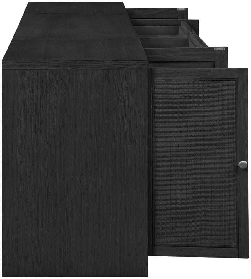 Avro Cane, Solid Wood And Oak Veneer 3pc. Desk in Black - 77073Black-T