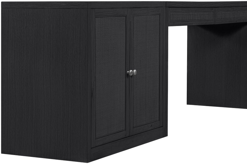 Avro Cane, Solid Wood And Oak Veneer 3pc. Desk in Black - 77073Black-T