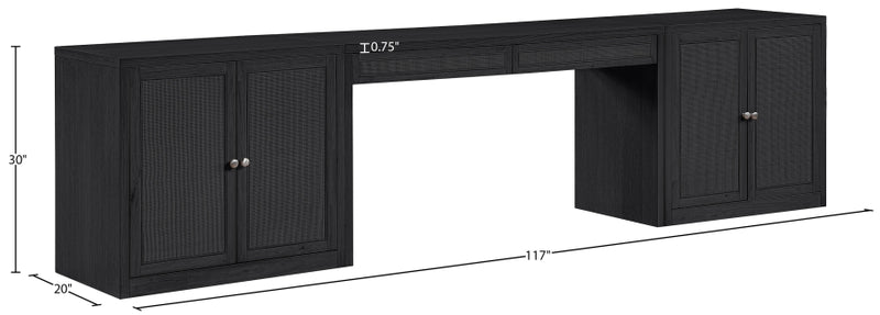 Avro Cane, Solid Wood And Oak Veneer 3pc. Desk in Black - 77073Black-T