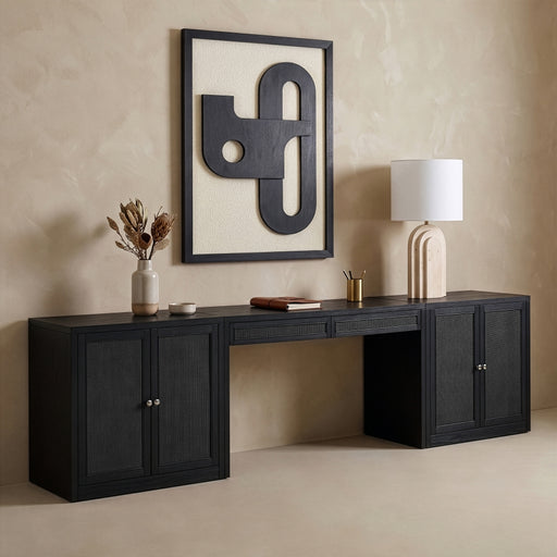 Avro Cane, Solid Wood And Oak Veneer 3pc. Desk in Black - 77073Black-T