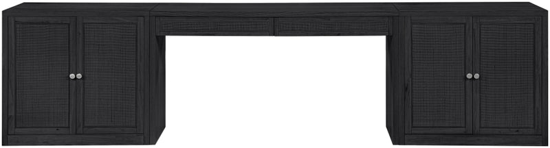 Avro Cane, Solid Wood And Oak Veneer 3pc. Desk in Black - 77073Black-T