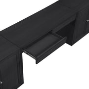 Avro Cane, Solid Wood And Oak Veneer 3pc. Desk in Black - 77073Black-T