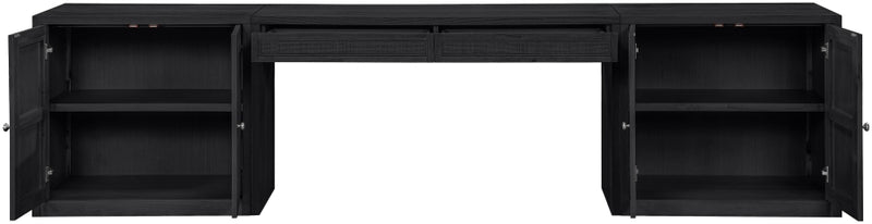 Avro Cane, Solid Wood And Oak Veneer 3pc. Desk in Black - 77073Black-T