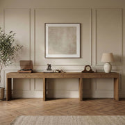 Avro Cane, Solid Wood And Oak Veneer 3pc. Desk in Brown - 77051Brown-T-3PC