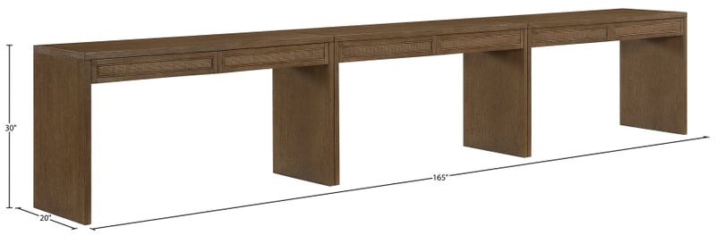Avro Cane, Solid Wood And Oak Veneer 3pc. Desk in Brown - 77051Brown-T-3PC