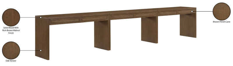 Avro Cane, Solid Wood And Oak Veneer 3pc. Desk in Brown - 77051Brown-T-3PC