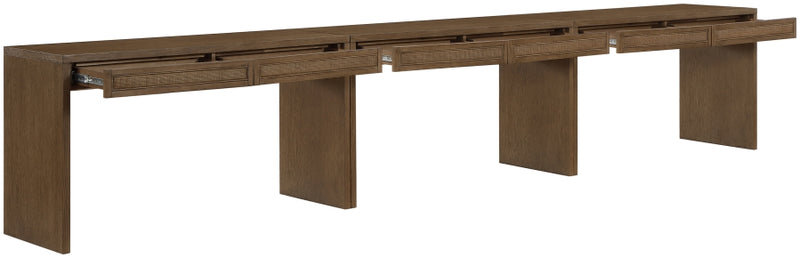 Avro Cane, Solid Wood And Oak Veneer 3pc. Desk in Brown - 77051Brown-T-3PC