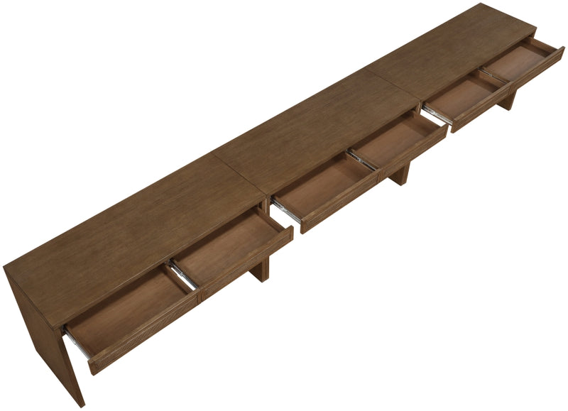 Avro Cane, Solid Wood And Oak Veneer 3pc. Desk in Brown - 77051Brown-T-3PC