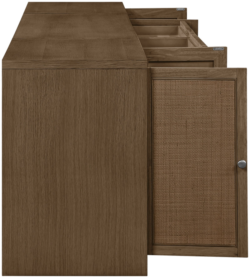 Avro Cane, Solid Wood And Oak Veneer 3pc. Desk in Brown - 77073Brown-T