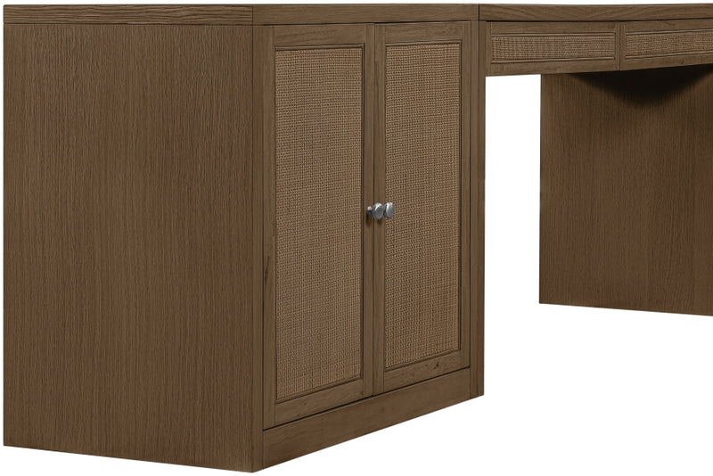 Avro Cane, Solid Wood And Oak Veneer 3pc. Desk in Brown - 77073Brown-T