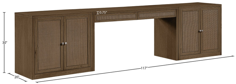 Avro Cane, Solid Wood And Oak Veneer 3pc. Desk in Brown - 77073Brown-T