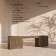 Avro Cane, Solid Wood And Oak Veneer 3pc. Desk in Brown - 77073Brown-T