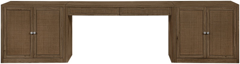 Avro Cane, Solid Wood And Oak Veneer 3pc. Desk in Brown - 77073Brown-T