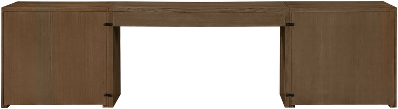 Avro Cane, Solid Wood And Oak Veneer 3pc. Desk in Brown - 77073Brown-T