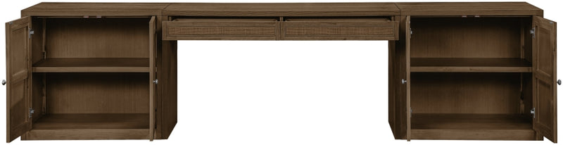 Avro Cane, Solid Wood And Oak Veneer 3pc. Desk in Brown - 77073Brown-T