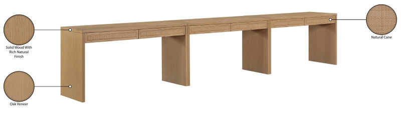 Avro Cane, Solid Wood And Oak Veneer 3pc. Desk in Natural - 77051Natural-T-3PC