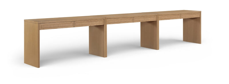Avro Cane, Solid Wood And Oak Veneer 3pc. Desk in Natural - 77051Natural-T-3PC