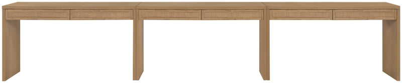 Avro Cane, Solid Wood And Oak Veneer 3pc. Desk in Natural - 77051Natural-T-3PC
