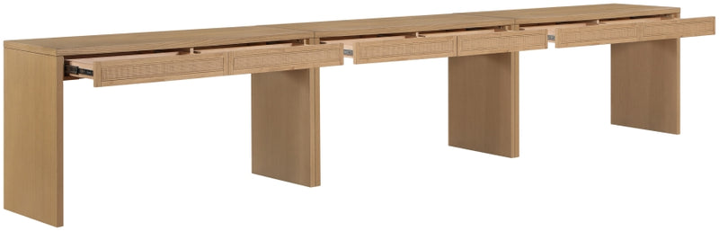 Avro Cane, Solid Wood And Oak Veneer 3pc. Desk in Natural - 77051Natural-T-3PC