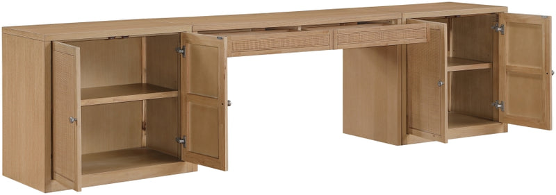 Avro Cane, Solid Wood And Oak Veneer 3pc. Desk in Natural - 77073Natural-T