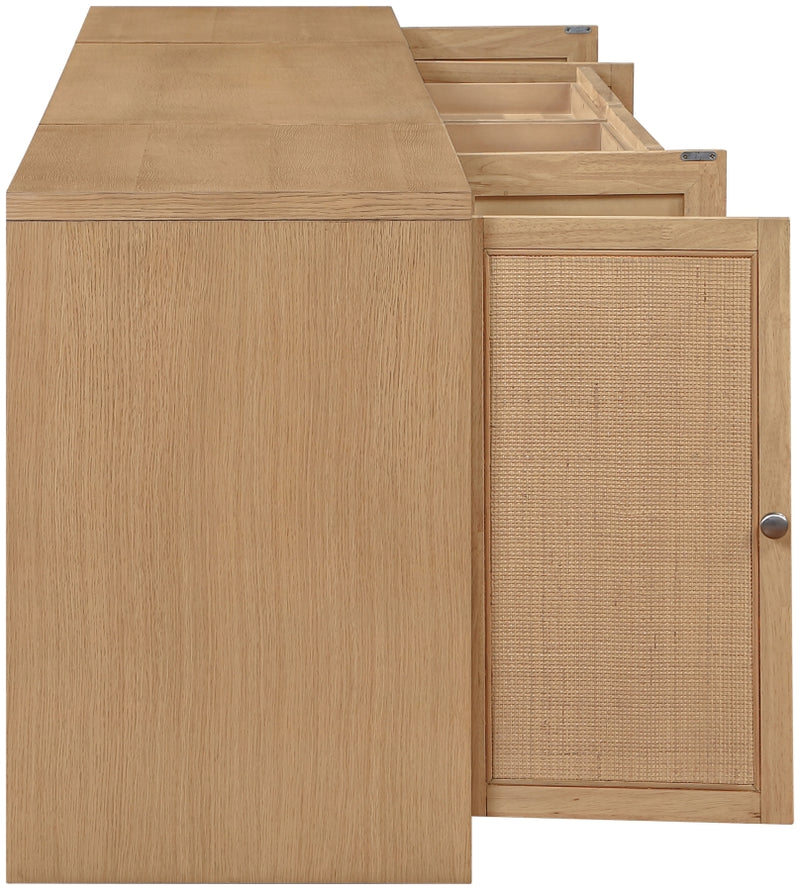 Avro Cane, Solid Wood And Oak Veneer 3pc. Desk in Natural - 77073Natural-T