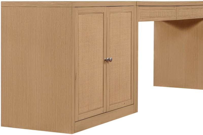 Avro Cane, Solid Wood And Oak Veneer 3pc. Desk in Natural - 77073Natural-T