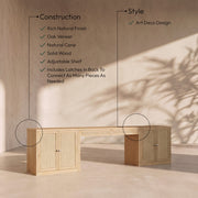 Avro Cane, Solid Wood And Oak Veneer 3pc. Desk in Natural - 77073Natural-T