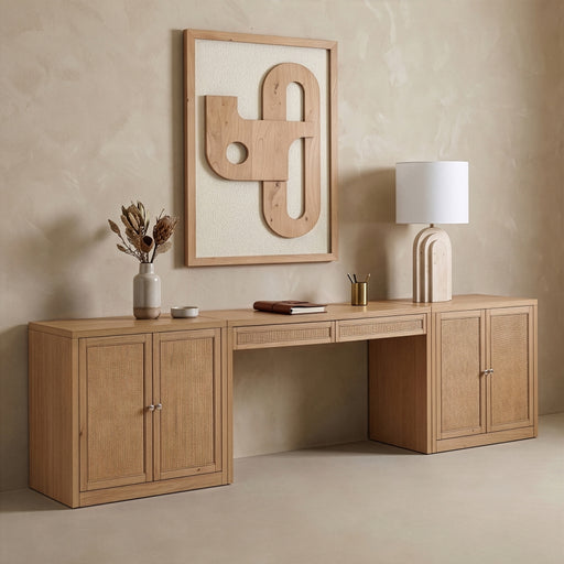 Avro Cane, Solid Wood And Oak Veneer 3pc. Desk in Natural - 77073Natural-T